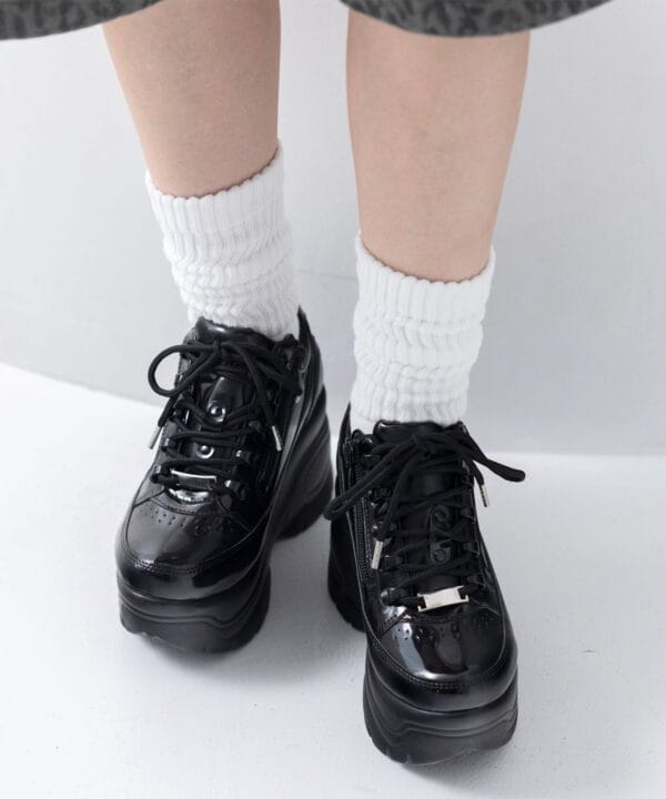 Attagirl Japanese Platform Sneakers Gothic Shoes 9cm Black Enamel